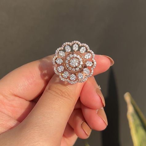 Discover Elegance within Reach 💍✨ Check out our Floral Cocktail Diamond Ring, crafted with precision and passion. To order, DM us on Instagram or WhatsApp at 9899499980. 🏷️ Priced ₹75,000 only 📲 To order - DM on Instagram or WhatsApp at 9899499980 💳 Payment modes - Bank transfer, Paytm, GPay, UPI, Cards, COD 🚚 Free delivery all over India 💎 IJ SI Natural diamonds 🌟 Made in 14Kt Hallmarked Gold #diamondring #diamond #marryme #diamondengagementring #ringbling #weddingbands #diamondrings #ring... Cocktail Diamond Ring Designs, Cocktail Rings Diamond, Cocktail Ring Designs, Mens Ring Designs, Fancy Diamond Ring, Antique Gold Rings, Real Diamond Earrings, Diamond Jewelry Earrings, Gold Items