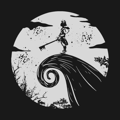 kingdom hearts Kingdom Of Hearts Art, Sora Nightmare Before Christmas, Kingdom Hearts Pfp Aesthetic, Kingdom Hearts Black And White, Sora Kingdom Hearts Tattoo, Halloween Kingdom Hearts, Kingdom Hearts Tattoo Designs, Kingdom Hearts Painting, Raf Tattoo