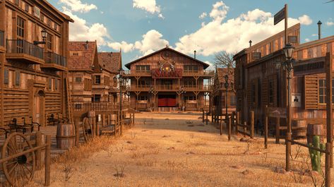 Old Western Towns, Old West Town, Old Western, Western Artwork, West Town, Western Town, Wilde Westen, Western Landscape, Ark Survival Evolved