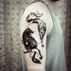 clipart 2 wolves fighting no hir #1 Two Wolves Tattoo, Wolves Tattoo, Yggdrasil Tattoo, 2 Wolves, Fenrir Tattoo, Morpheus Sandman, Avatar Tattoo, Hope Tattoo, Wolf Tattoos Men