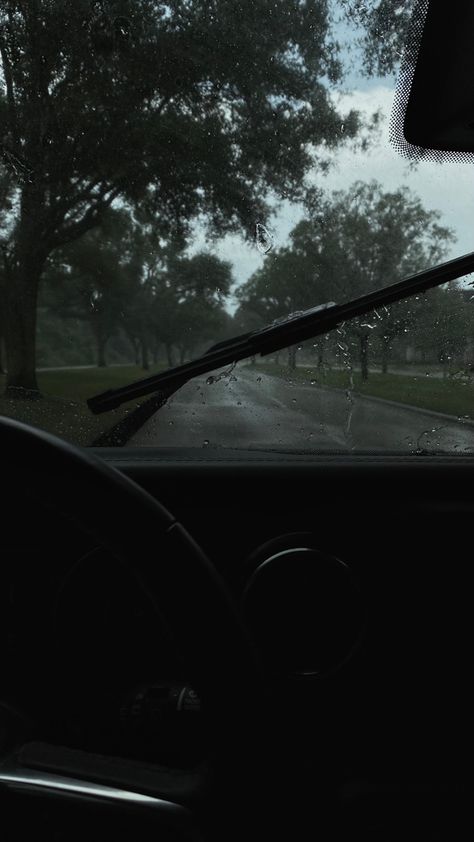 Rainy Car Ride, Rainy Car Ride Aesthetic, Driving Car While Raining Night, Rainy Night Car, Long Drive Rainy Day, Dark Green Academia, Rainy Windshield Aesthetic, Fake Photo Sick, November Vibes