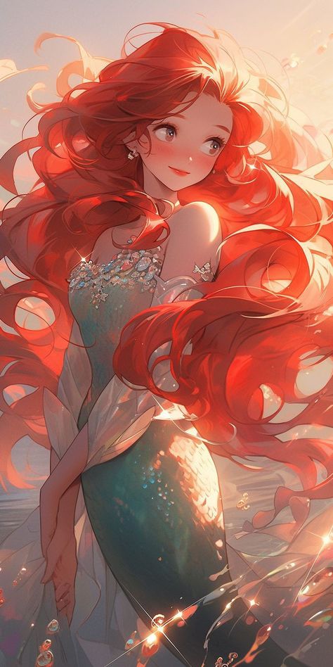 Anime Mermaid Art, Red Hair Mermaid, Oc Sheet Character Design, Mermaid Anime, Anime Mermaid, Mermaid Wallpapers, Mermaid Drawings, Mermaid Painting, Mermaid Pictures