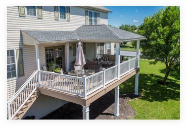 Custom Composite or Vinyl Decks from Stump's Decks Covered Deck Designs, Deck Addition, Patio Plans, Building A Porch, Patio Deck Designs, Porch Roof, Pergola Ideas, House Deck, Patio Roof