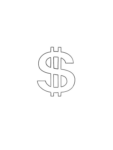 Money Sign Tattoo Stencil, Dollar Sign Tattoo Stencil, Money Sign Tattoo Design, Simple Tattoo Outlines For Men, Simple Tattoo Stencils Outline Design, Dollar Sign Tattoo Design, Dollar Tattoo Design, Dollar Sign Drawing, Outline Tattoo Stencil