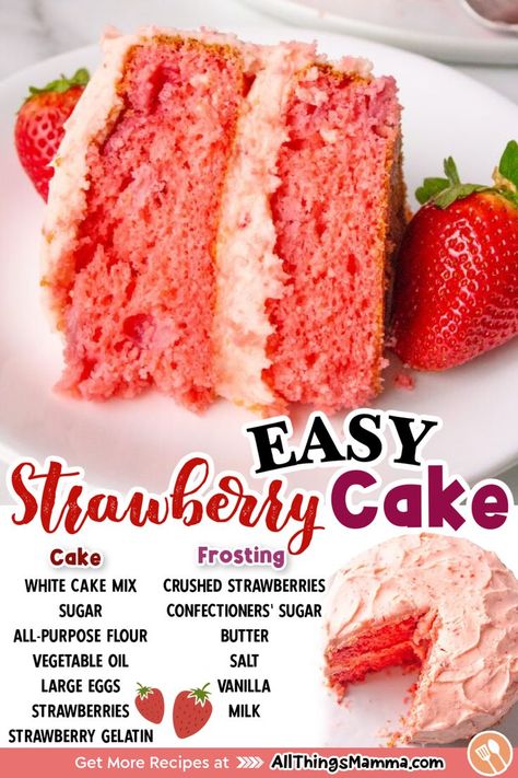 How To Make A Strawberry Box Cake Taste Homemade, Strawberry Box Cake With Fresh Strawberries, Strawberry Butter Cream Cake Recipe, Strawberry Cake Using Box Cake, Box Cake Taste Like Bakery Strawberry, How To Doctor Up A Strawberry Box Cake, Strawberry Cake From White Box Cake, Strawberry Cake From Box Recipe With Jello, Doctored Up Strawberry Box Cake