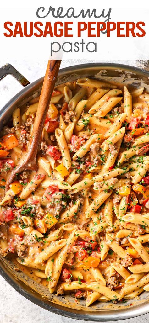 Sausage Peppers Pasta, Sausage Pepper Pasta, Kielbasa Sausage Recipes, Peppers Pasta, Sausage And Peppers Pasta, Sausage Pasta Recipes, Sausage Peppers, Italian Sausage Pasta, Italian Sausage Recipes