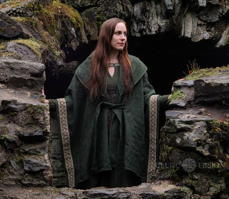 Elven Coat, Brown Cloak, Viking Cloak, Green Cloak, Poncho Hoodie, Medieval Cloak, Celtic Druids, Winter Cape, Wool Cape Coat