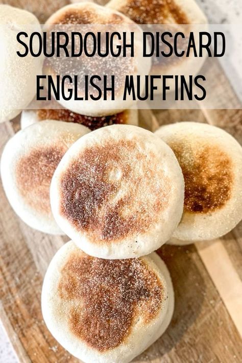 Looking for a delicious way to use your sourdough discard? Try out this sourdough English muffin recipe. #sourdoughdiscard #englishmuffins #sourdough #sourdoughrecipes #sourdoughtips #sourdoughbaking English Muffin Sourdough Discard, English Muffin Sourdough Recipe, Discard English Muffin Recipe, Easy Sourdough English Muffins, Sour Discard Recipes, Sourdough English Muffin Bread, Sourdough Discard English Muffin Recipe, Sourdough English Muffins Discard, Sourdough Faccia Bread Recipes