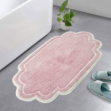 Bring elegance home with this Allure Bath Rug. This lovely bath rug have a soft solid colour background, Allure Collection by Home Weavers Inc, is a simple, trendy Bathroom Mats Rug collection featuring sophisticated trendy energetic colour palettes, Solid Pattern and available in different sizes grouped in various size combos. This beautiful bathroom rug is both functional and durable. Machine crafted with 100% cotton & Tufted to perfection for ultimate durability, the quality is Built to last Pink Bath Mat, Bathroom Rugs Bath Mats, Trendy Bathroom, Pink Bathroom, Solid Color Backgrounds, Apartment Inspiration, Bath Mat Rug, Beautiful Bathrooms, Bathroom Mats