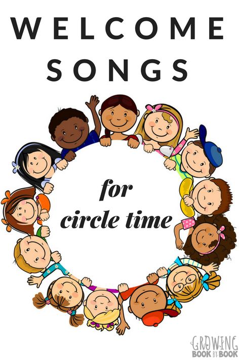 These circle time welcome songs are great for preschoolers and kindergarteners. Each song builds community and name recognition with the students. #circletime #nameactivities #preschoolsongs #kindergarten #growingbookbybook Welcome Song For Preschool, Songs For Circle Time, Preschool Circle Time Songs, Kindergarten Circle Time, Toddler Circle Time, Preschool Circle Time Activities, Circle Time Games, Good Morning Song, Welcome Songs