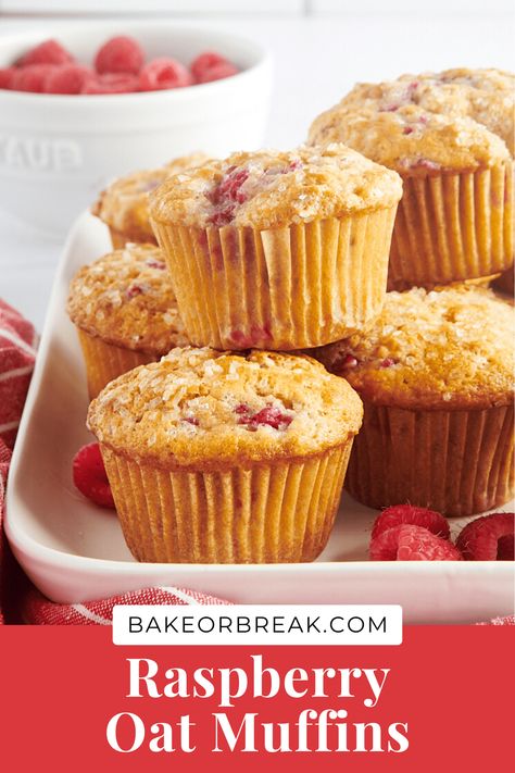 Raspberry Oat Muffins, Breakfast Muffin, Tin Recipes, Raspberry Muffins, Oat Muffins, Muffin Tin Recipes, Oats Breakfast, Fresh Raspberries, Baked Oats