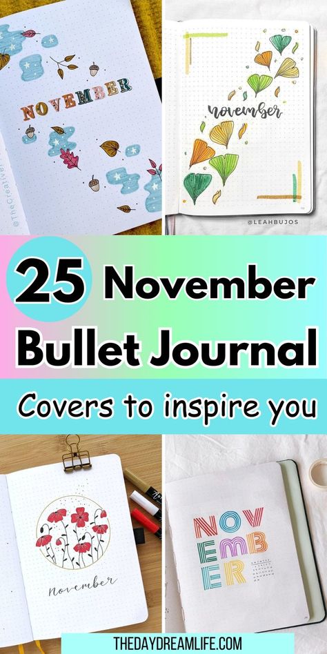 bullet journal Simple Bullet Journal Themes, November Cover Page Bullet Journal, November Bujo Theme, November Journal Cover, Bullet Journal Ideas November, November Bujo Cover, November Bullet Journal Theme, November Mood Tracker, Bujo Theme Ideas