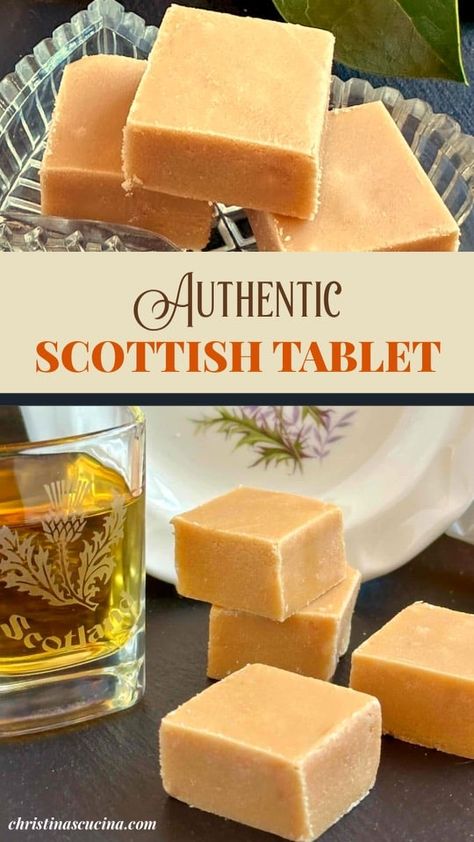 Scottish tablet is a traditional candy in Scotland. Learn how to make it with my easy step by step directions. Makes a great gift! Scottish Tablet Recipes, Scotland Christmas, Scottish Desserts, Burn's Night, Scottish Tablet, Tablet Recipe, Homemade Fudge Recipes, European Dishes, British Recipes