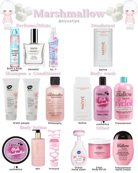 Marshmallow Scented Shower Routine, Marshmallow Scent Perfume, Marshmallow Scented Products, Sweet Scent Combos, Smell Like Marshmallow, Body Scent Combos, How To Smell Like Marshmallow, How To Smell Like Candy, Marshmallow Body Wash