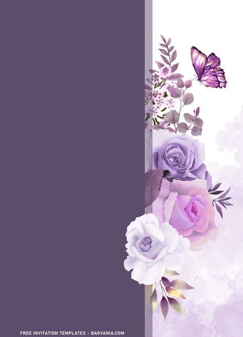 Art And Craft Background, Invite Template Design, Background For Invitation Card, Purple Flowers Aesthetic, Invitation Card Background, Lila Party, Purple Flower Background, Butterfly Invitation, Colorful Template