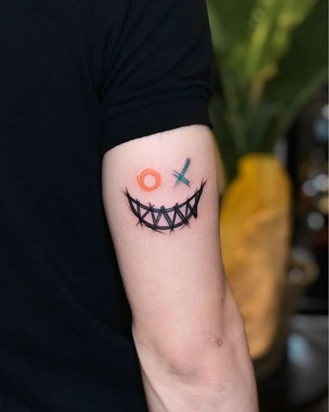 Tato Joker, Tato Maori, Put On A Happy Face, Smile Tattoo, Basic Tattoos, Pola Tato, Small Forearm Tattoos, Sharpie Tattoos, B Design