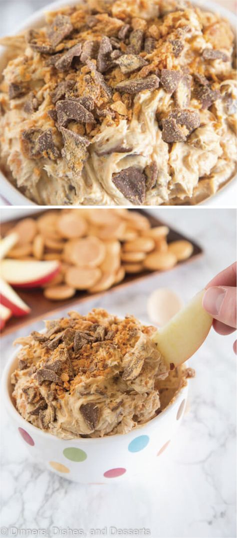 Recipes With Butterfinger Candy Bars, Butterfinger Dip 3 Ingredients, Butterfinger Treats, Butterfinger Dip, Butterfinger Recipes, Butter Finger Dessert, Cool Whip Frosting, Bars With Cream Cheese, Peanut Butter Dip