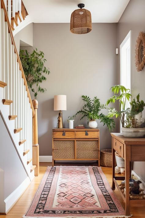 Mediterranean Hallway Ideas, High Hallway Ideas, Cozy Hallway Ideas, Mocha Hallway Ideas, Mushroom Hallway, Hallway With No Natural Light, Scandi Hallway Ideas, Colorful Hallway Ideas, Vintage Hallway Ideas