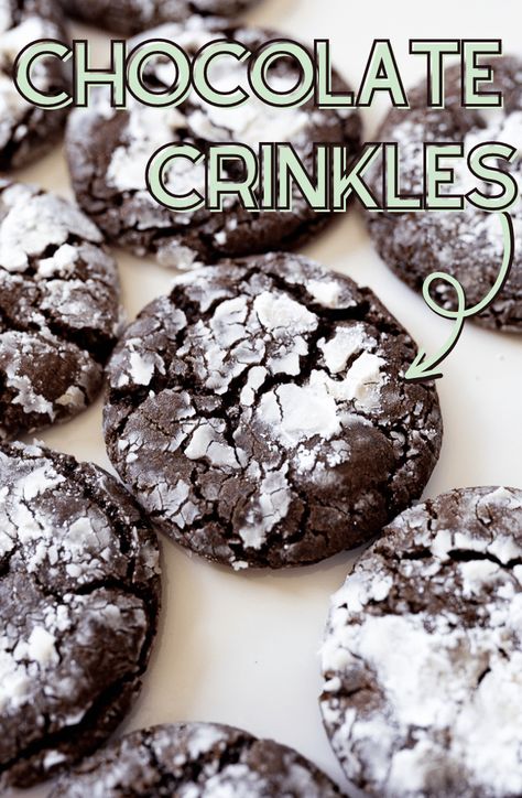 Chocolate Crinkle Cookies - Cooking With Karli Cookie Puzzle, Chocolate Crinkles Recipe, Crinkles Recipe, Vegetarian Chocolate Cake, Chocolate Crinkle Cookies Recipe, Crackle Cookies, Cooking With Karli, Crinkle Cookies Recipe, Chocolate Crinkle