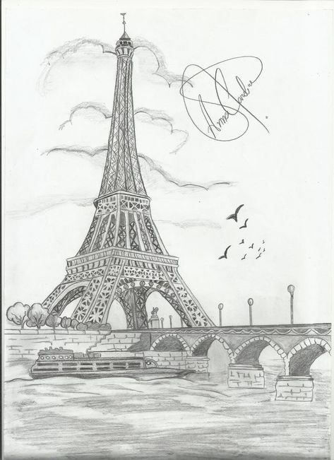 Portrait Drawing For Beginners, Tower Sketch, Eiffel Tower Drawing, Tower Drawing, Easy Drawing Step By Step, Paris Drawing, Portrait Tutorial, Nature Art Drawings, Drawing Step By Step