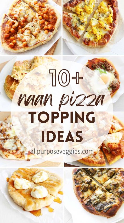 Nann Bread Pizza, What To Eat With Naan Bread, Naan Flatbread Recipes, Plain Naan, Naan Bread Pizza, Naan Pizza Recipes, Naan Flatbread, Bread Toppings, Recipes With Naan Bread