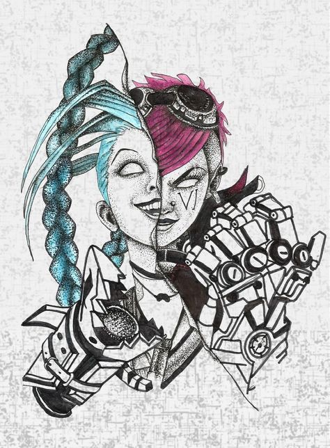 Vi Drawing, League Of Legends Tattoo, League Of Legends Arcane, Lol League Of Legends, R C, League Of Legends