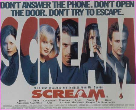 S C R E A M Scream Movie Poster, Scream 1996, Scream 1, Wes Craven, Scream Franchise, Ghostface Scream, Slasher Film, Scream Movie, Horror Icons