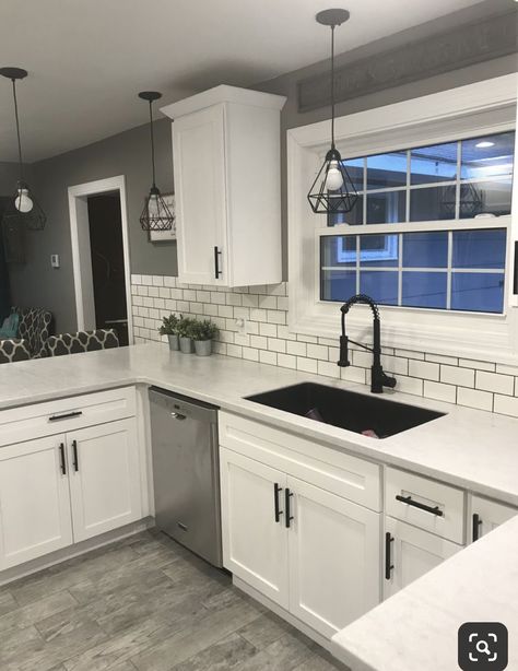 White Kitchen Design, Kitchen Room Design, Kitchen Redo, Kitchen Remodel Small, Kitchen Remodel Idea, Kitchen Makeover, White Cabinets, Küchen Design, Design Case