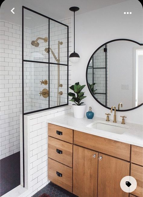 2 In 1 Shower And Bath, Mid Century Guest Bathroom, Large Walk In Shower Ideas Master Bath, Classy Bathroom Design, Mini Full Bathroom, Small Apartment Bathroom Design, Mid Century Master Bath, Modern Small Bathroom Designs, Easy To Clean Shower Design