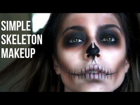 Simple Skeleton Makeup// Last Minute Halloween - YouTube Last Minute Skeleton Costume, How To Skeleton Makeup, Simple Skeleton Makeup Tutorial, Women’s Skeleton Makeup, Skeleton Make Up Tutorial, How To Do Skeleton Makeup, Skeleton Mouth Makeup, Womens Skeleton Makeup, Skeleton Makeup Easy Tutorials