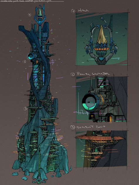 Tower Concept Art, Tower Concept, Indigo Child, Sci Fi Architecture, Art Cyberpunk, Rpg Map, Building Concept, Location Inspiration, Game Concept Art