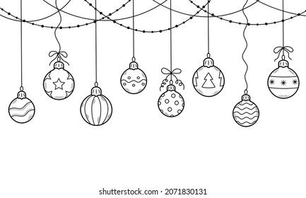 Simple Ornament Drawing, Christmas Baubles Drawing, Christmas Drawing House, How To Draw Christmas Ornaments, Christmas Decoration Drawing, Christmas Bauble Illustration, Simple Christmas Doodles, Doodle Art Christmas, Christmas Doodle Art