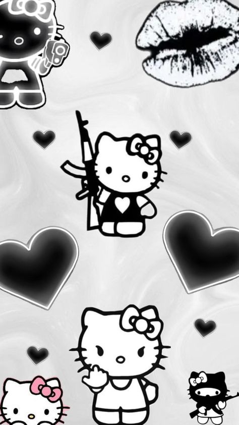 Hello kitty turned bad Gangsta Hello Kitty, Hello Kitty Backgrounds, Iphone Wallpaper, Hello Kitty, Kitty, Wallpapers, Turn Ons, Iphone, Drawings