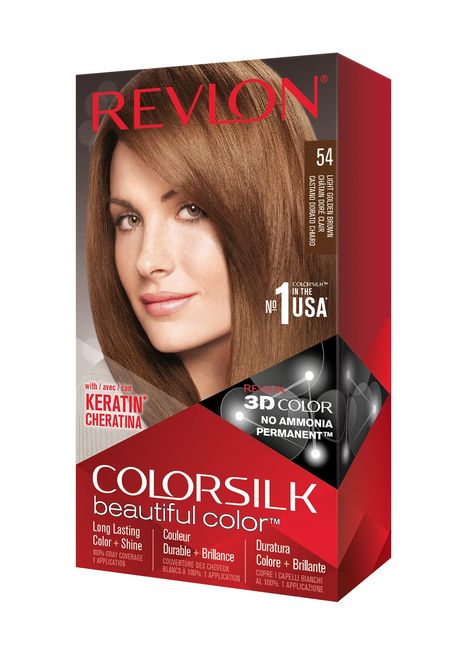 PERMANENT AT-HOME HAIR DYE: Convenient hair color kit for at-home use co-developed with salon experts for long-lasting gray coverage KERATIN ENRICHED HAIR COLOR: Nourishing, ammonia-free hair color formula is infused with Keratin and Silk Amino Acid to leave hair in better condition than before you colored it 100% GRAY COVERAGE: Revlon‚Äôs 3D Color Gel Technology delivers rich, natural-looking, multidimensional color with shine that lasts EASY TO USE HAIR COLOR KIT: Changing your look or coverin Revlon Hair Dye, Mahogany Red Hair, Platinum Hair Dye, Ash Brown Hair Dye, Light Golden Brown Hair Color, Revlon Hair Color, Light Golden Brown Hair, How To Dye Hair At Home, Golden Brown Hair Color