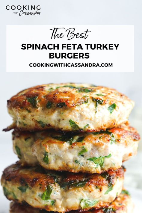 Spinach And Feta Burgers, Ground Turkey Spinach Feta Burgers, Turkey Burger Feta Spinach, Stuffed Turkey Burger Recipes, Turkey Burger Wrap, Ground Turkey And Spinach Casserole, Turkey Burgers With Feta And Spinach, Lunch With Spinach, Turkey Spinach Feta Burgers