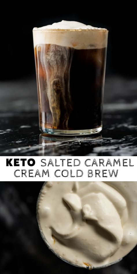 Keto Cold Brew Coffee Starbucks, Keto Cold Foam Recipe, Keto Sweet Cream Cold Foam, Low Carb Cold Foam, Keto Cold Foam, Lowcarb Drinks, Keto Cold Brew Coffee, Thm Coffee, Starbucks Nitro Cold Brew