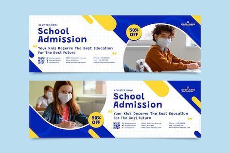 Free vector flat back to school banners ... | Free Vector #Freepik #freevector #school-event #back-school-banner #back-school-education #back-school-study School Brochure, Best Banner Design, School Banners, Education Banner, Web Ads, Banner Design Inspiration, School Labels, School Banner, School Admissions