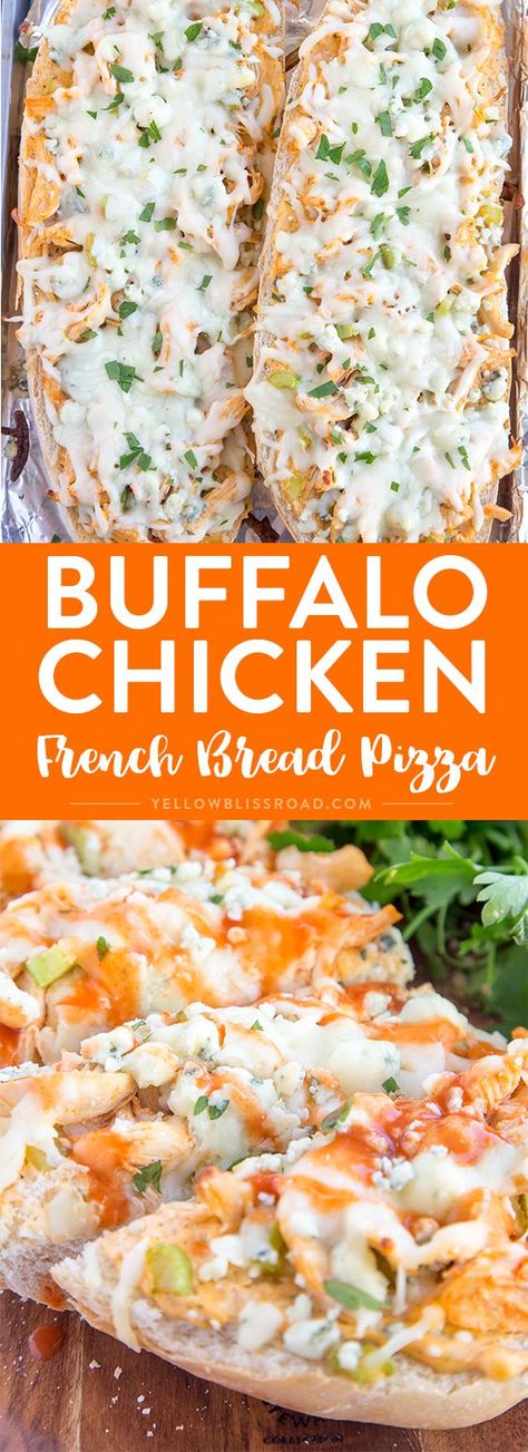 buffalo-chicken-french-bread-pizza Chicken French Bread Pizza, Chicken French Bread, Buffalo Ranch Chicken, Chicken French, Buffalo Chicken Pizza, Chicken Ranch, Buffalo Ranch, Creamy Ranch, French Bread Pizza