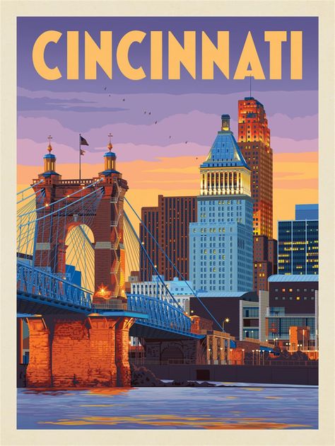 PRICES MAY VARY. PERFECT DESIGN : This Cincinnati, OH Riverfront Poster can make your room full of artistic atmosphere.the It is sure to captivate wherever it is hung. INSTALLATION INSTRUCTIONS : Our poster has two choices, No Framed and Framed,if you choose have Framed ,poster was neatly wrapped on a wooden frame,if you choose No Framed,can be hung on the wall using mounts,,clips, push pins or thumb tacks. MATERIAL AND PRINTGING: This Cincinnati, OH Riverfront Poster The production material is Cities Poster, Modern Office Room, Photographie New York, Poster For Wall, City Posters, Cincinnati Art, Anderson Design Group, Room Aesthetics, Travel City