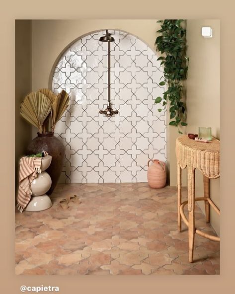 Islamic Bathroom, Star Tiles, Cotto Tile, Outside Flooring, Brick Look Tile, Star Tile, Tiled Hallway, Pattern Tiles, Stone Look Tile