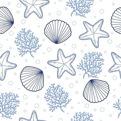 Sea Print Pattern, Beach Theme Illustration, Beach Pattern Design, Theme Nouvel An, Marine Background, Beach Patterns, Rh Decals, Beach Themed Art, Beach Vector