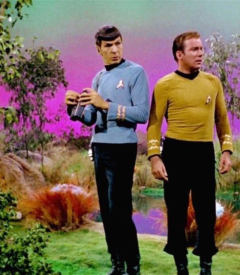 Spock & Kirk “Star Trek” Adams Family Costume, Star Trek Actors, Fandom Star Trek, Spock And Kirk, Star Trek 1966, Star Trek Original Series, Star Trek Tv, Star Trek Series, Star Trek Images