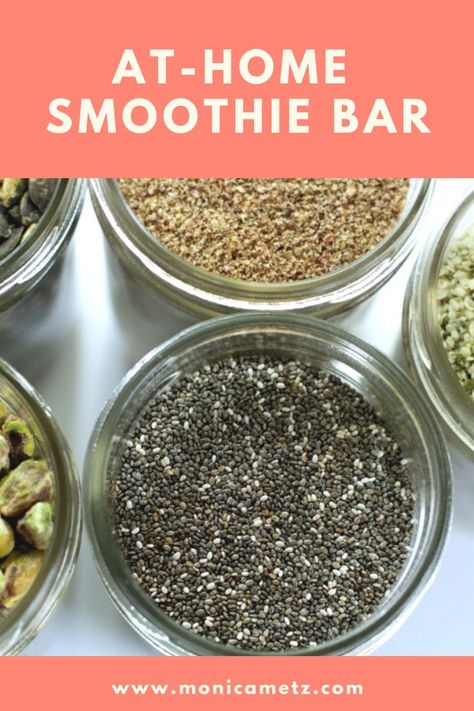 DIY at-home smoothie bar Home Smoothie Station, Smoothie Bar Ideas Home, Juice Cart Ideas, Smoothie Bar Design Home, At Home Smoothie Bar, Smoothie Bar At Home, Smoothie Station Ideas, Smoothie Bar Party, Smoothie Bar Home