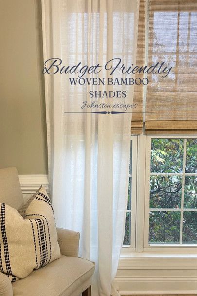 Cheap Bamboo Blinds, Cheap Bamboo Shades, Linen Roman Shades Living Room, Affordable Roman Shades, Rattan Roman Shades, Bamboo Roman Shades With Curtains, Natural Roman Shades, Faux Bamboo Shades, Bamboo Shades With Curtains