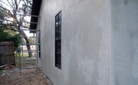 Stucco Installation on Block Wall Smooth Stucco, Stucco Repair, Stucco House, Stucco Wall, Xeriscape Landscaping, Block Building, Cinder Block Walls, Modern French Country, Farm Fun