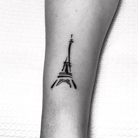 Abstract miniature eiffel tower for the traveller.🗼... Eiffel Tower Tattoo Simple, Effiel Tower Tattoo, Eiffel Tower Tattoo Small, Paris Tattoo Ideas, Paris Tattoos, Eiffel Tower Tattoo, Tower Tattoo, Paris Tattoo, One Line Tattoo