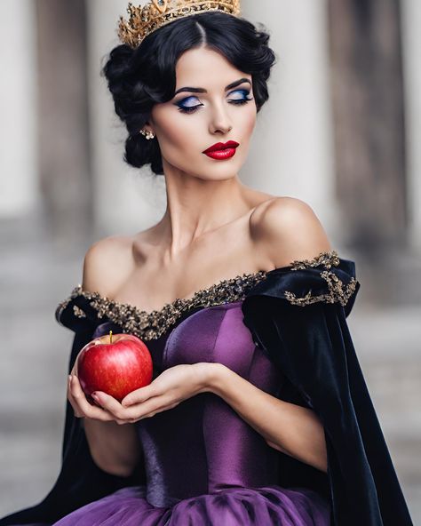 Evil Queen #snowwhite #evilqueen Evil Queen Makeup Tutorial, Evil Queen Costume Snow White, The Evil Queen Costume, Villans Costumes Ideas, Snow White Queen Costume, Evil Queen Photoshoot, Evil Queen Costume Diy, Evil Queen Outfit, Evil Queen Aesthetic