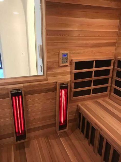 Build An Infrared Sauna, Infared Sauna Master Bath, How To Build Your Own Infrared Sauna, Diy Infrared Sauna Indoor, Custom Built Infrared Sauna, Built In Infrared Sauna, Diy Red Light Sauna, Diy Infrared Sauna At Home, Diy Indoor Sauna