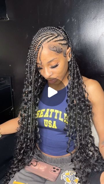 Black Women Braids 2024, Aztec Braids, Cornrows Styles For Black Women, Momma Hairstyles, Trible Braids Freestyle, Tribals With Knotless Braids, Funali Braids, Braids Boho, Future Hairstyles