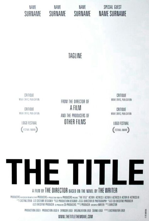 'Template' movie poster Movie Poster Ideas For School Project, Postcard Design Marketing, Cinematography Books, Movie Poster Template, Movie Synopsis, Filmmaking Cinematography, Cover Film, Poster Template Free, 포트폴리오 레이아웃